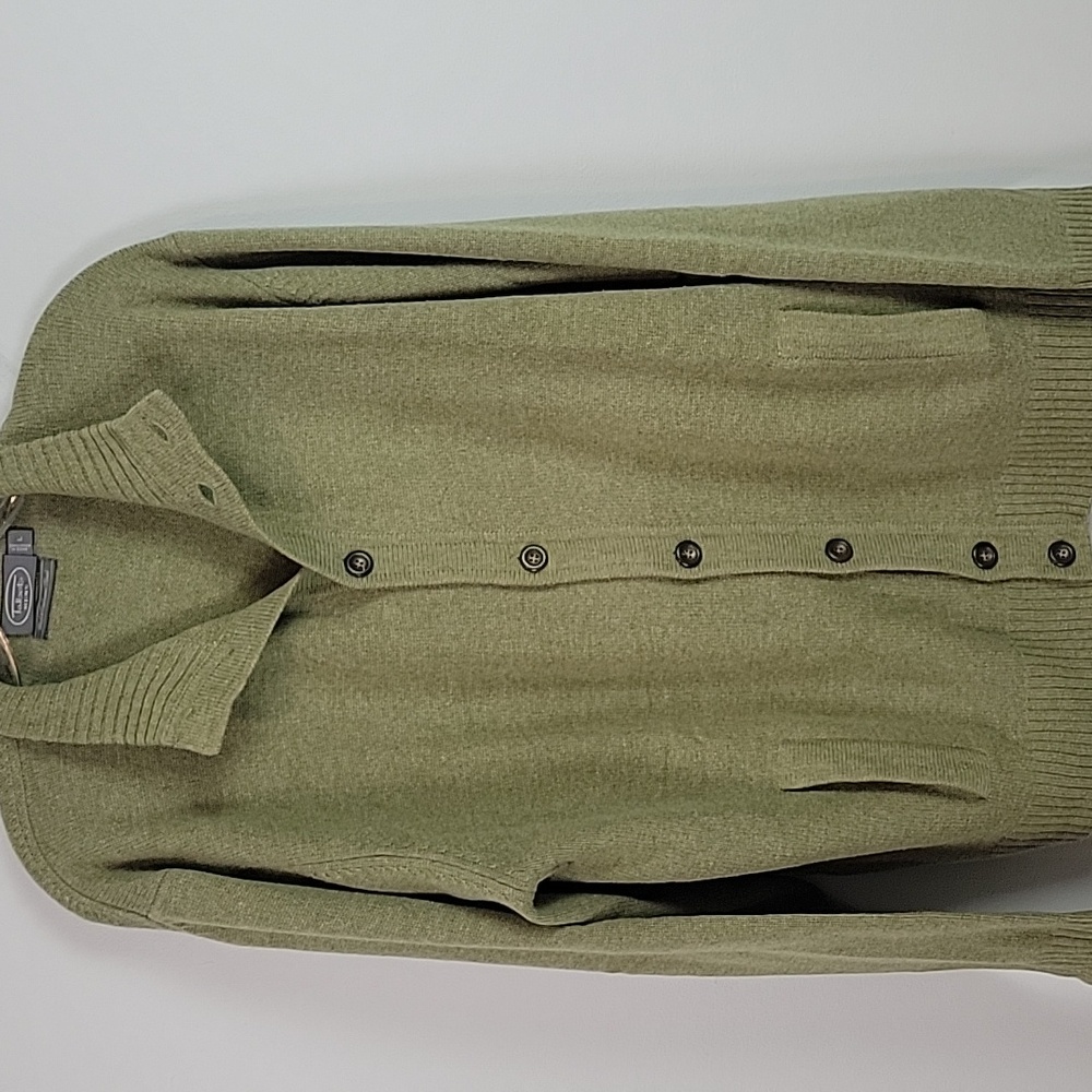 Talbots mens green wool cashmere cardigan sweater size Large